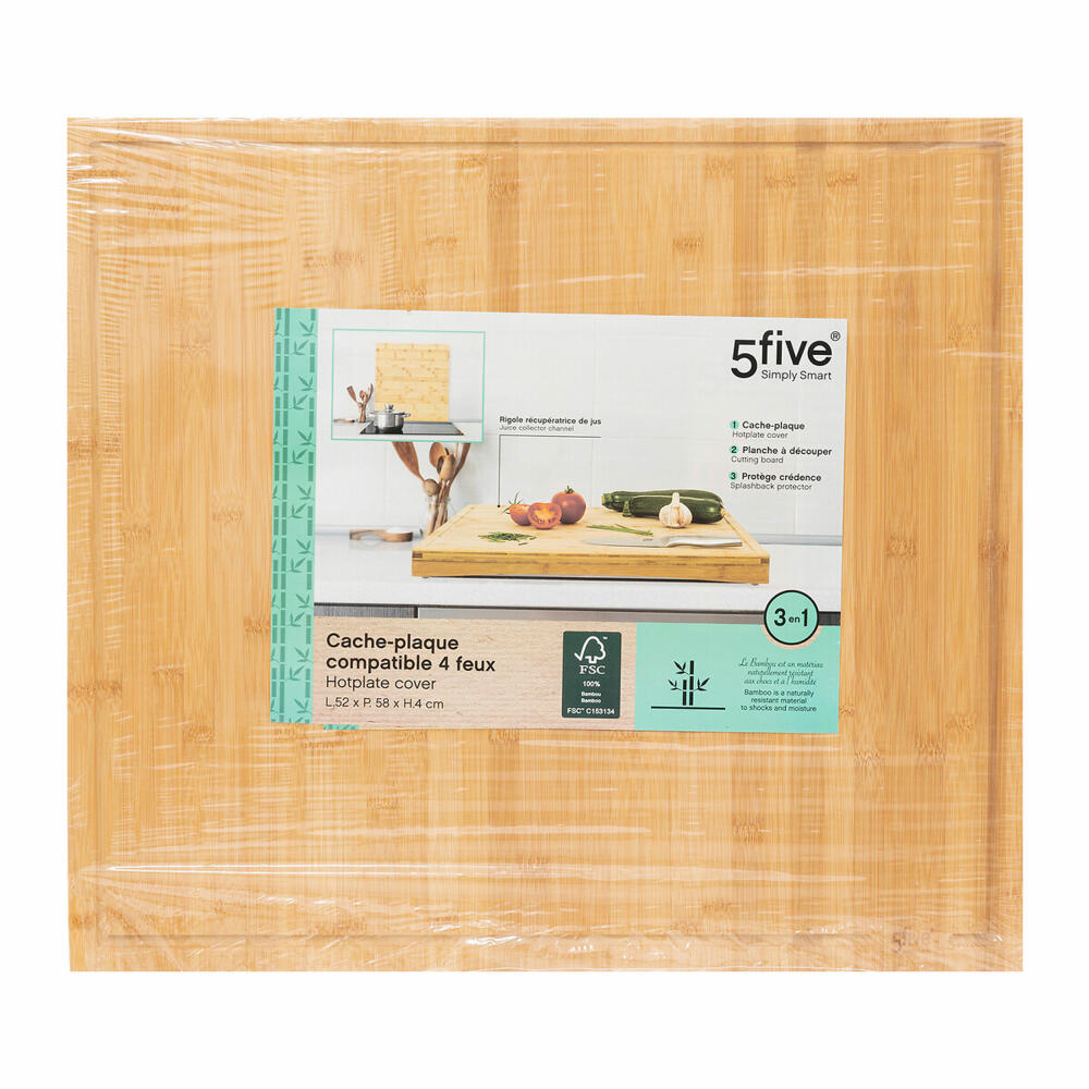 5five Simply Smart Cutting Mat, Kitchen Mat, Bamboo, Beige, 52 x 58 cm, 189620