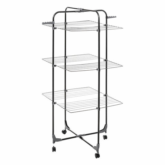 5five Simply Smart Folding Clothes Drying Rack Mojave Tower, Steel, PP Plastic, Black, 30 Meters, 186172