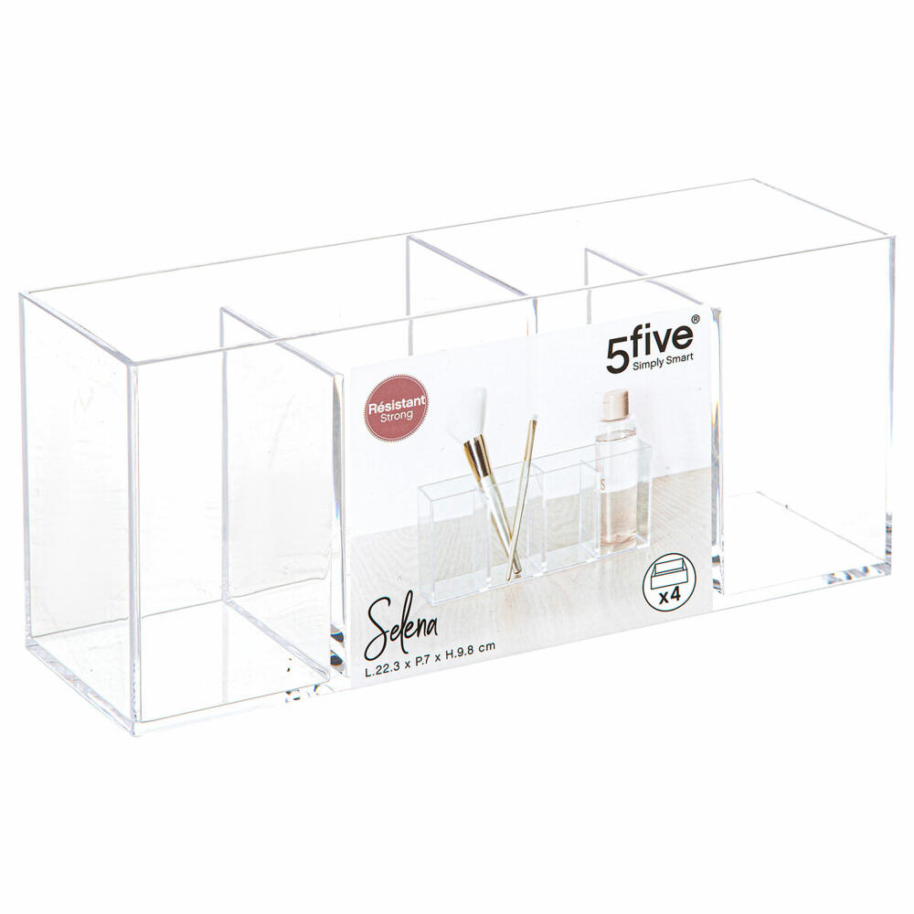 5five Simply Smart Organizer Selena with 4 compartments, plastic, transparent, 22.3 x 7 x 9.8 cm, 174670