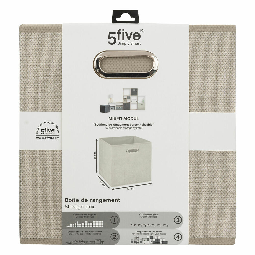 5five Simply Smart Storage Basket Mix N Module, Cardboard, PP Plastic, Mottled Beige, 31 x 31 cm, 138885G