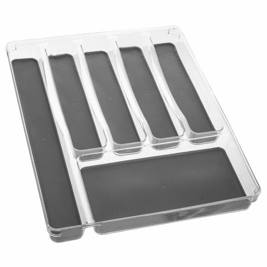 5five Simply Smart cutlery tray Tidy Smart with 6 compartments, PET plastic, TPE, grey, 40 x 32 cm, 146501