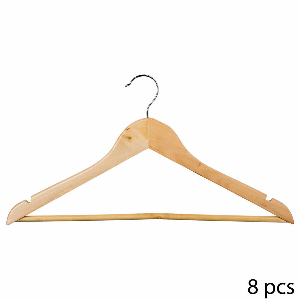 5five Simply Smart Clothes Hangers Set of 8 with Crossbar, Eucalyptus Wood, Steel, Beige, 151505