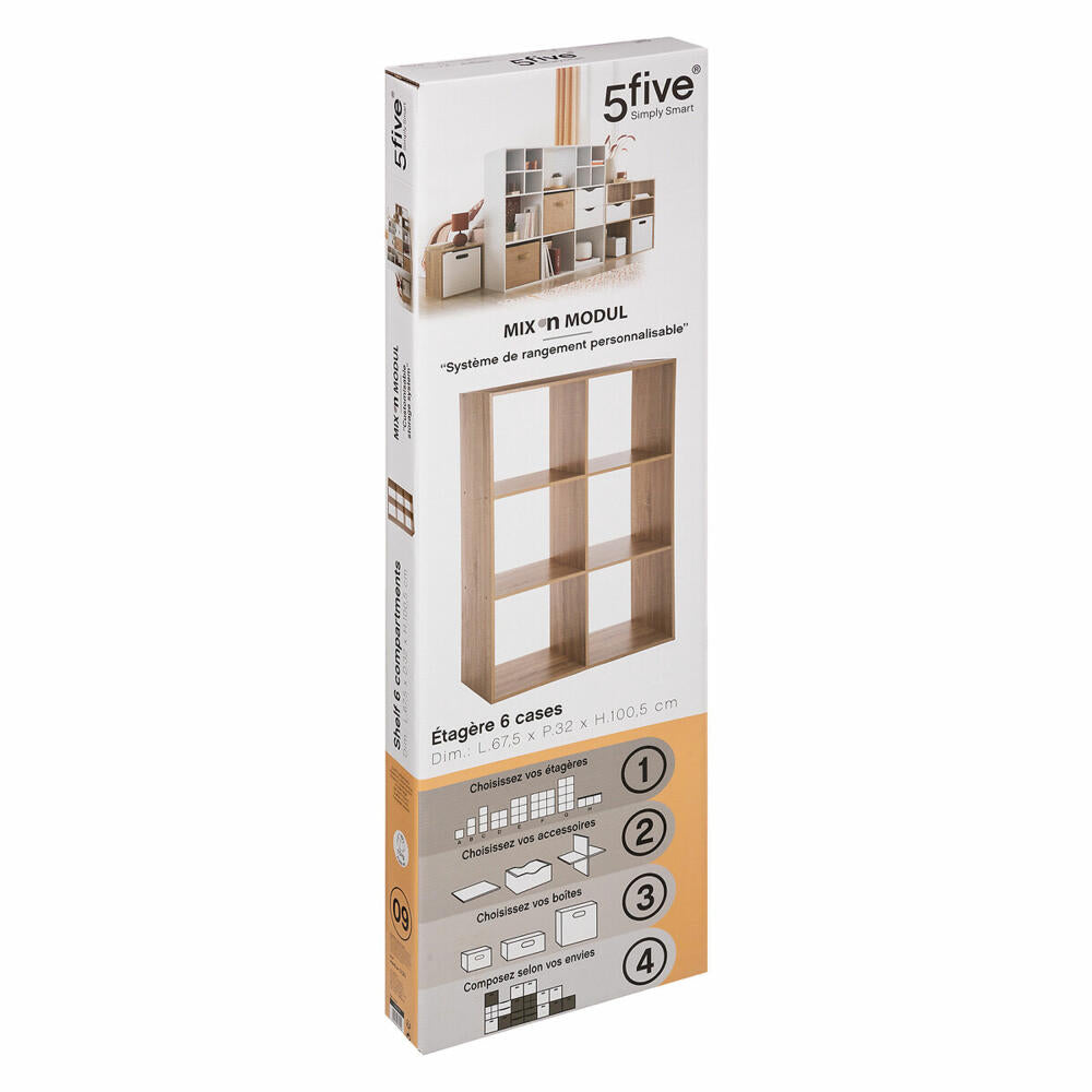 5five Simply Smart Shelf Mix N Module 2x3 Natural Wood Look, Wood Chips, Beige, 100.5 x 67.5 cm, 138909