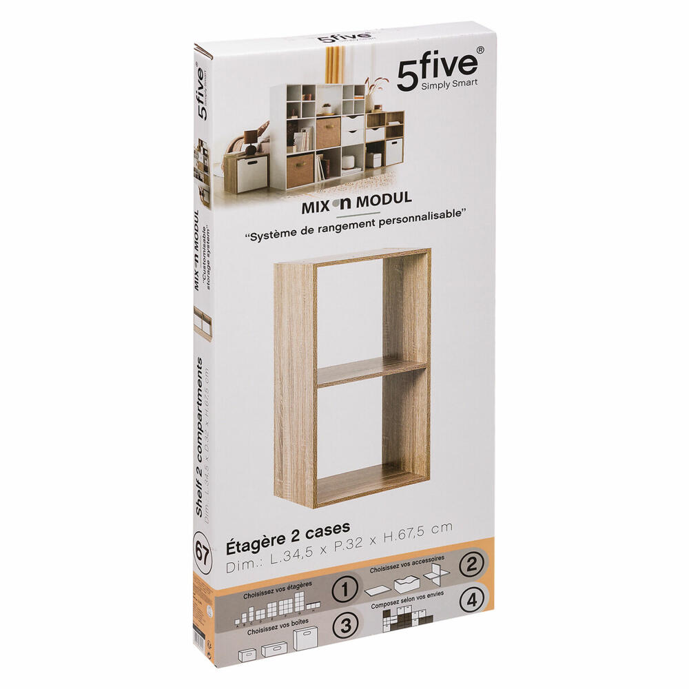 5five Simply Smart Regal Mix N Modul Naturholz-Optik 2x1, Holzspahn, Beige, 34.5 x 67.5 cm, 138967