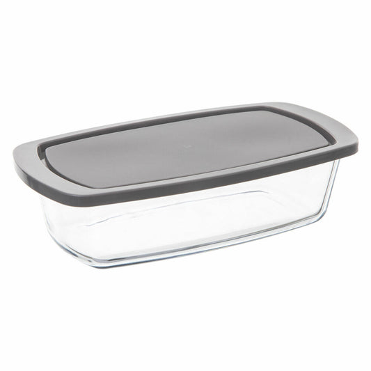 5five Simply Smart Baking Pan KeepEat with Lid, Oven Dish, Borosilicate Glass, PP Plastic, Transparent, Grey, 27 x 14 cm, 151117