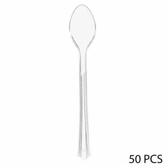 5five Simply Smart Wiederverwendbare Mini-Plastiklöffel 50er Set, Kunststoff, Transparent, 10.5 cm, 102060A