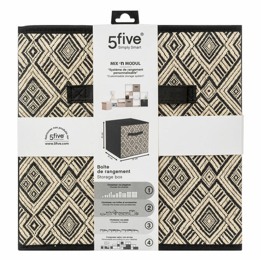 5five Simply Smart Aufbewahrungskorb Mix N Modul Ethnic, Pappe, PP-Kunststoff, Schwarz-Weiß, 31 x 31 cm, 160451