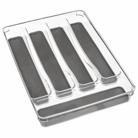 5five Simply Smart cutlery tray Tidy Smart with 5 compartments, PET plastic, TPE, grey, 32.5 x 23 cm, 146502