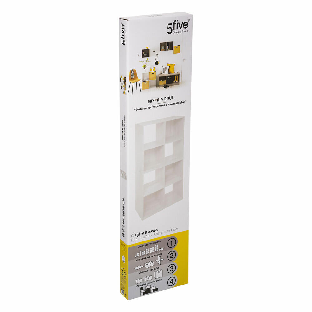 5five Simply Smart Shelf Mix N Module 2x4, wood chipboard, MDF, white, 134 x 67.5 cm, 160478C