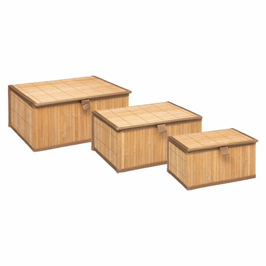 5five Simply Smart Storage Boxes Set of 3 Bamboo, Bamboo, Cardboard, Polyester, Brown, 161046A