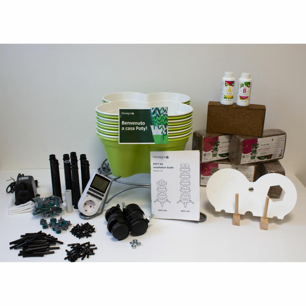 Hexagro Planter Bundle Poty L with Starter Kit, Hydroponic Garden Set with Irrigation System and Accessories, PPL05AMZ