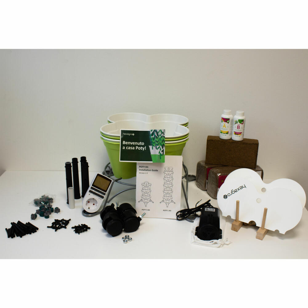Hexagro Plant Pot Bundle Poty S with Starter Kit, Hydroponic Garden Set with Irrigation System and Accessories, PPS05AMZ