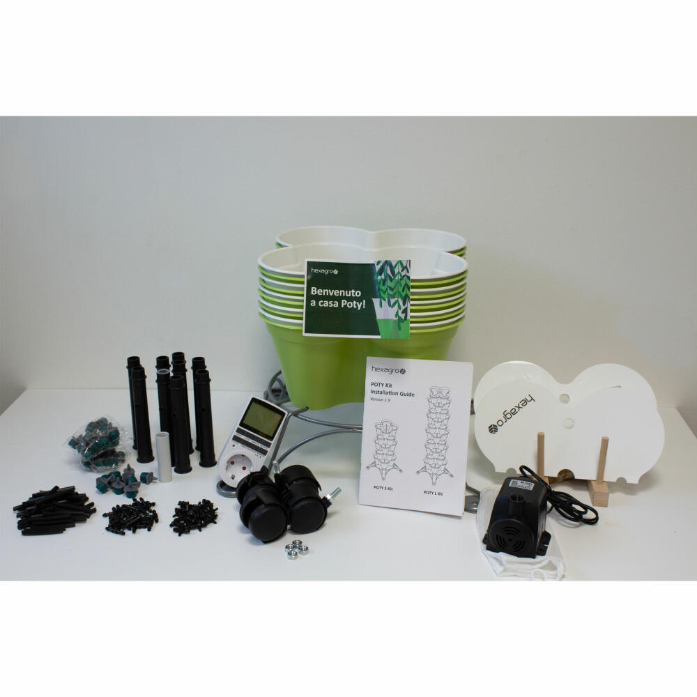 Hexagro Plant Pot Set Poty L, hydroponic garden set with irrigation system, PPL01