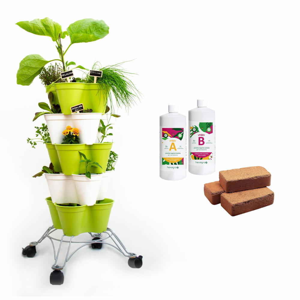 Hexagro Plant Pot Bundle Poty S with Starter Kit, Hydroponic Garden Set with Irrigation System and Accessories, PPS05AMZ