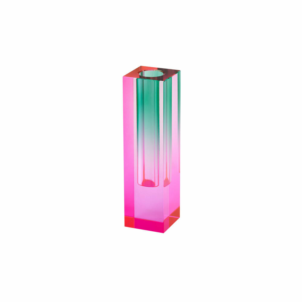 Gift Company Vase Sari, decorative vase, flower vase, crystal glass, pink/green, H 14 cm, 1127603013