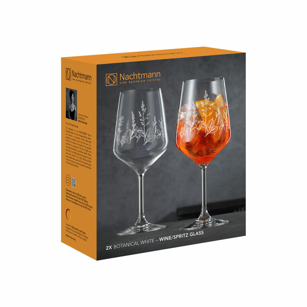 Nachtmann Tattoo wine/spritz glass Botanical White, set of 2, wine glass, long drink glass, crystal glass, 630 ml, 105722