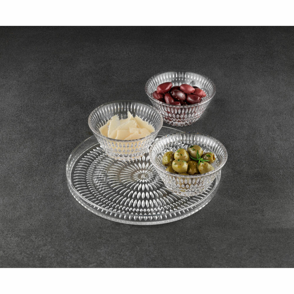 Nachtmann Ethno serving set, 4 pcs., serving plate, bowl, dip bowl, snack bowl, crystal glass, 105766