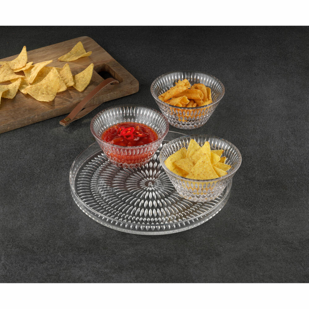 Nachtmann Ethno serving set, 4 pcs., serving plate, bowl, dip bowl, snack bowl, crystal glass, 105766