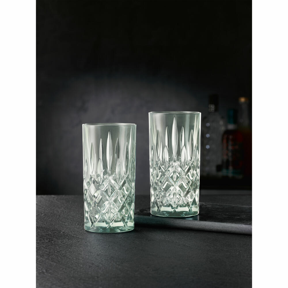 Nachtmann Noblesse long drink glass, set of 2, water glass, long drink glass, crystal glass, mint, 395 ml, 105712