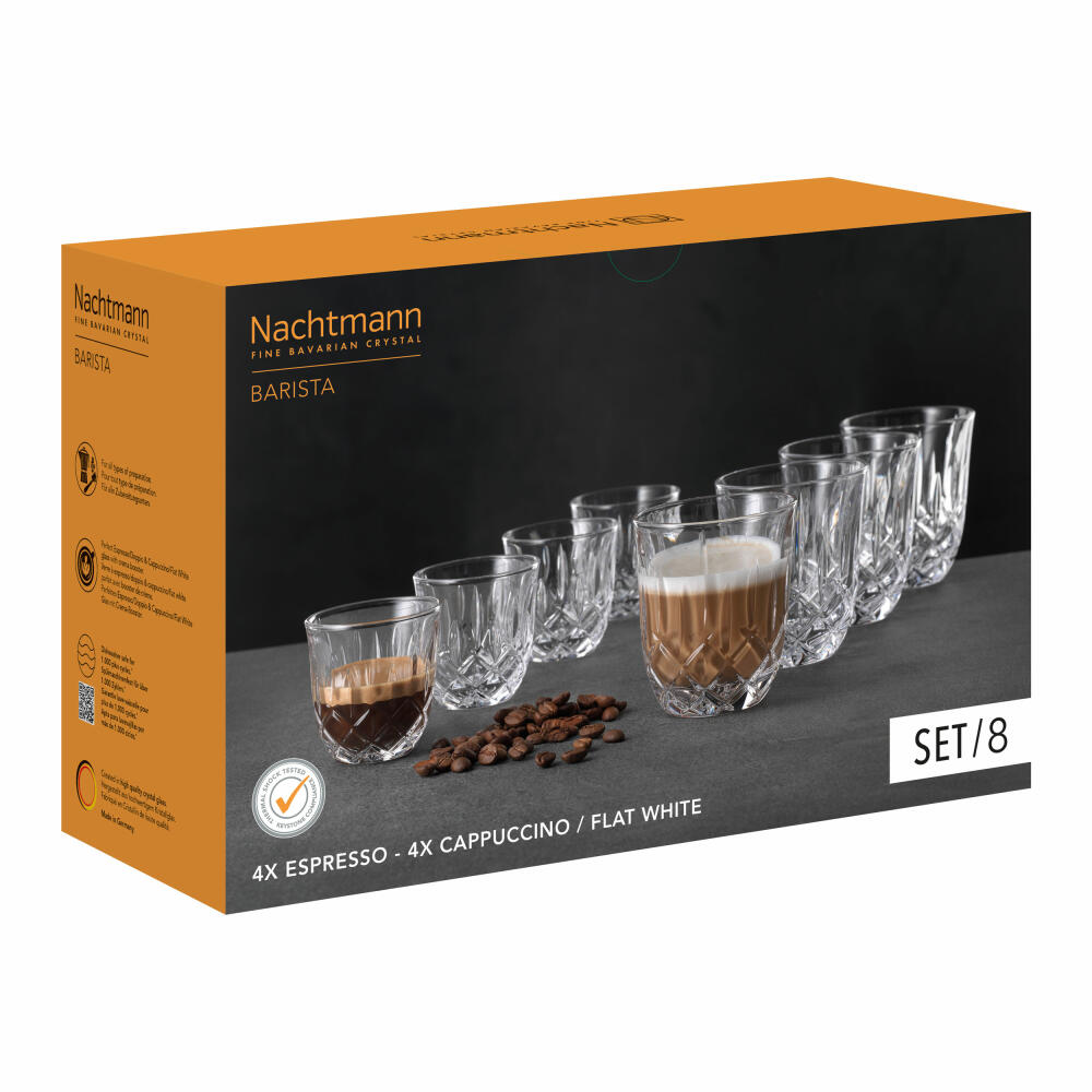 Nachtmann Noblesse Barista Set, 8-piece, espresso glass, cappuccino glass, coffee glass, crystal glass, 105602