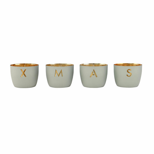 Gift Company Lantern Madras Xmas XS, set of 4, tealight holder, candle holder, iron, flannel, H 4.5 cm, 1171502030