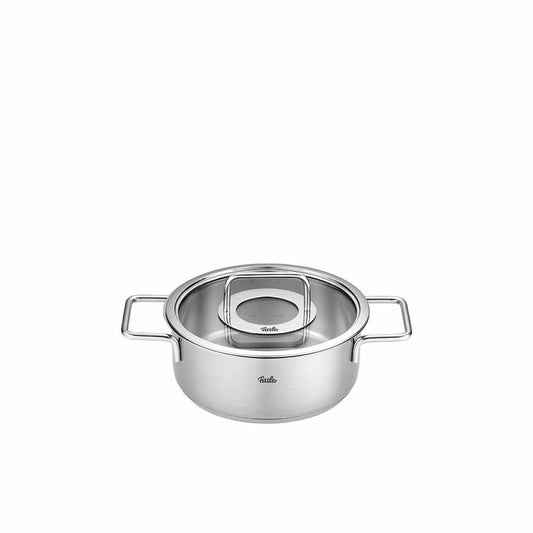 Fissler Pure frying pan with glass lid, stainless steel 18/10, silver, 24 cm, 086-125-24-000