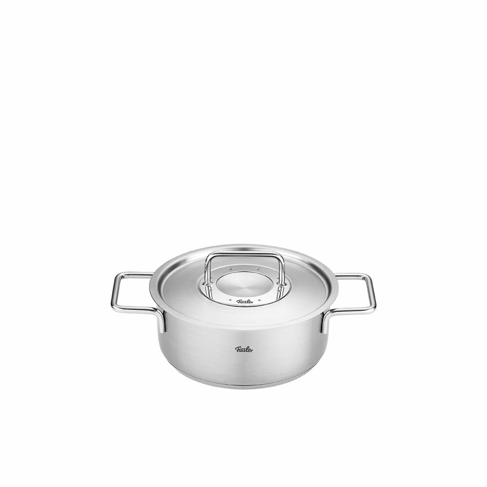 Fissler Pure frying pan with metal lid, stainless steel 18/10, silver, 24 cm, 086-124-24-000