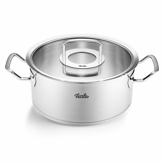 Fissler Original Profi Collection frying pan with glass lid, 18/10 stainless steel, silver, 24 cm, 084-139-24-000