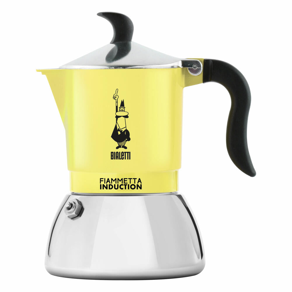 Bialetti Espresso Maker Primavera Fiammetta Induction for 2 Cups, Aluminium, Yellow, 90 ml, 6577