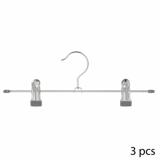 5five Simply Smart Clothes Hangers Set of 3 with Metal Clips, Metal, PVC Plastic, Silver, 116524