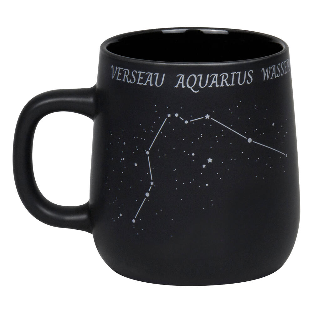 Könitz Mug Zodiac Sign Aquarius, Cup, Coffee Cups, New Bone, Black, 395 ml, 1172392882