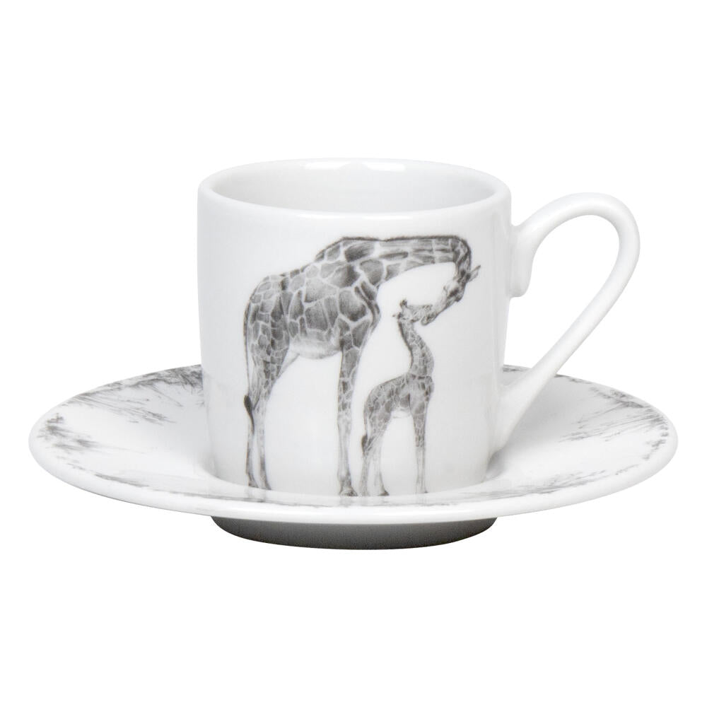 Könitz Espresso Cups Set of 2 Amazing Animals Giraffe and Elephant, Cup, Coffee Cup, Porcelain, White, 85 ml, 1150002760