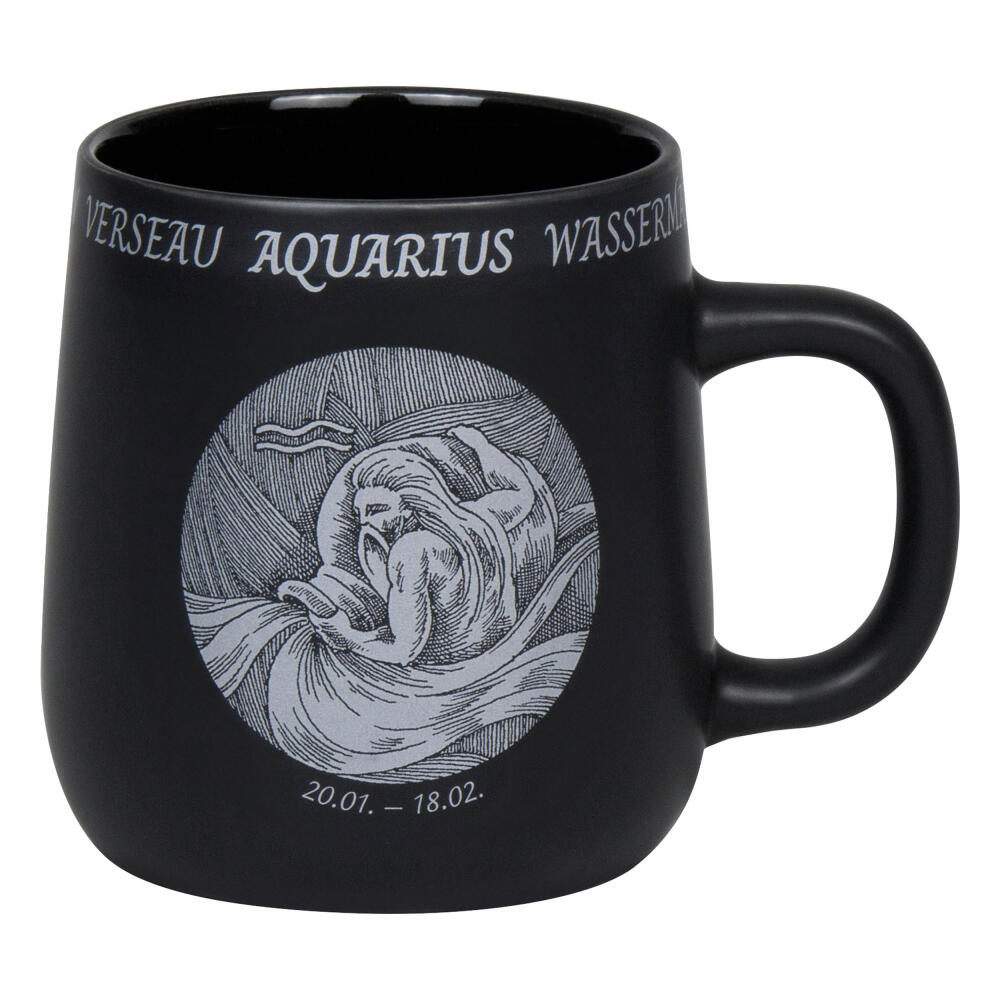 Könitz Mug Zodiac Sign Aquarius, Cup, Coffee Cups, New Bone, Black, 395 ml, 1172392882