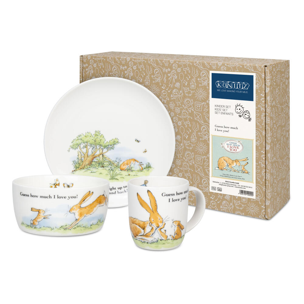 Könitz Kinderset 3-tlg. Guess how much i, Teller, Tasse, Schale, New Bone, Hellgrün, 1150002896