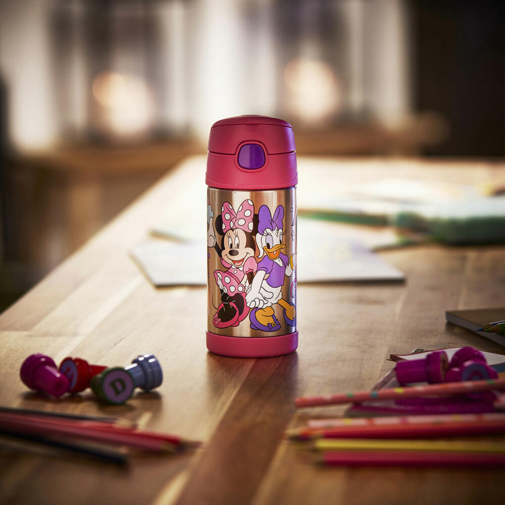 THERMOS kids insulated drinking bottle FUNTAINER STRAW BOTTLE DISNEY Minnie, thermos bottle, bottle, stainless steel, 350 ml, 4113412035