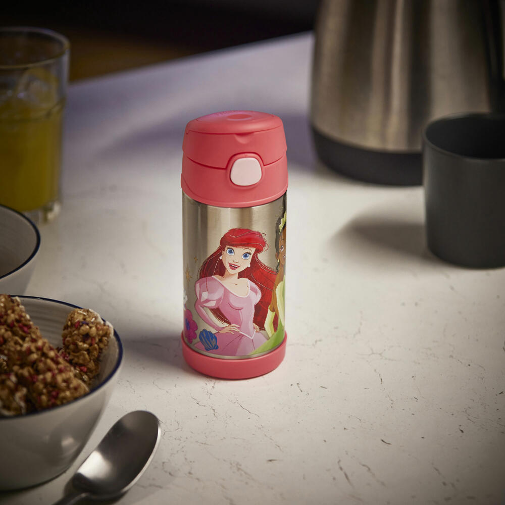 THERMOS kids insulated drinking bottle FUNTAINER STRAW BOTTLE DISNEY Princesses, thermos bottle, bottle, stainless steel, 350 ml, 4113413035