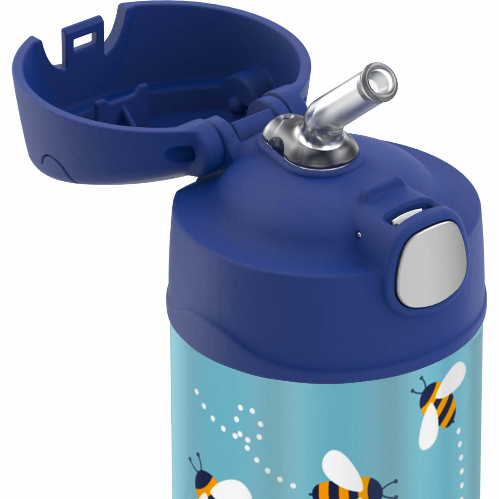 THERMOS kids Isolier-Trinkflasche FUNTAINER STRAW BOTTLE, Thermosflasche, Flasche, Edelstahl, Bees, 350 ml, 4113404035