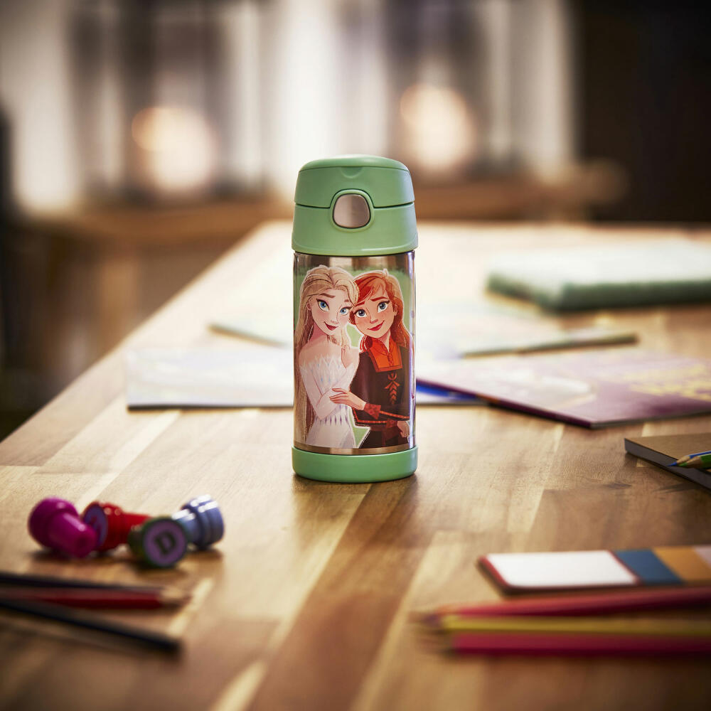 THERMOS kids insulated drinking bottle FUNTAINER STRAW BOTTLE DISNEY Frozen II, thermos flask, bottle, stainless steel, 350 ml, 4113414035