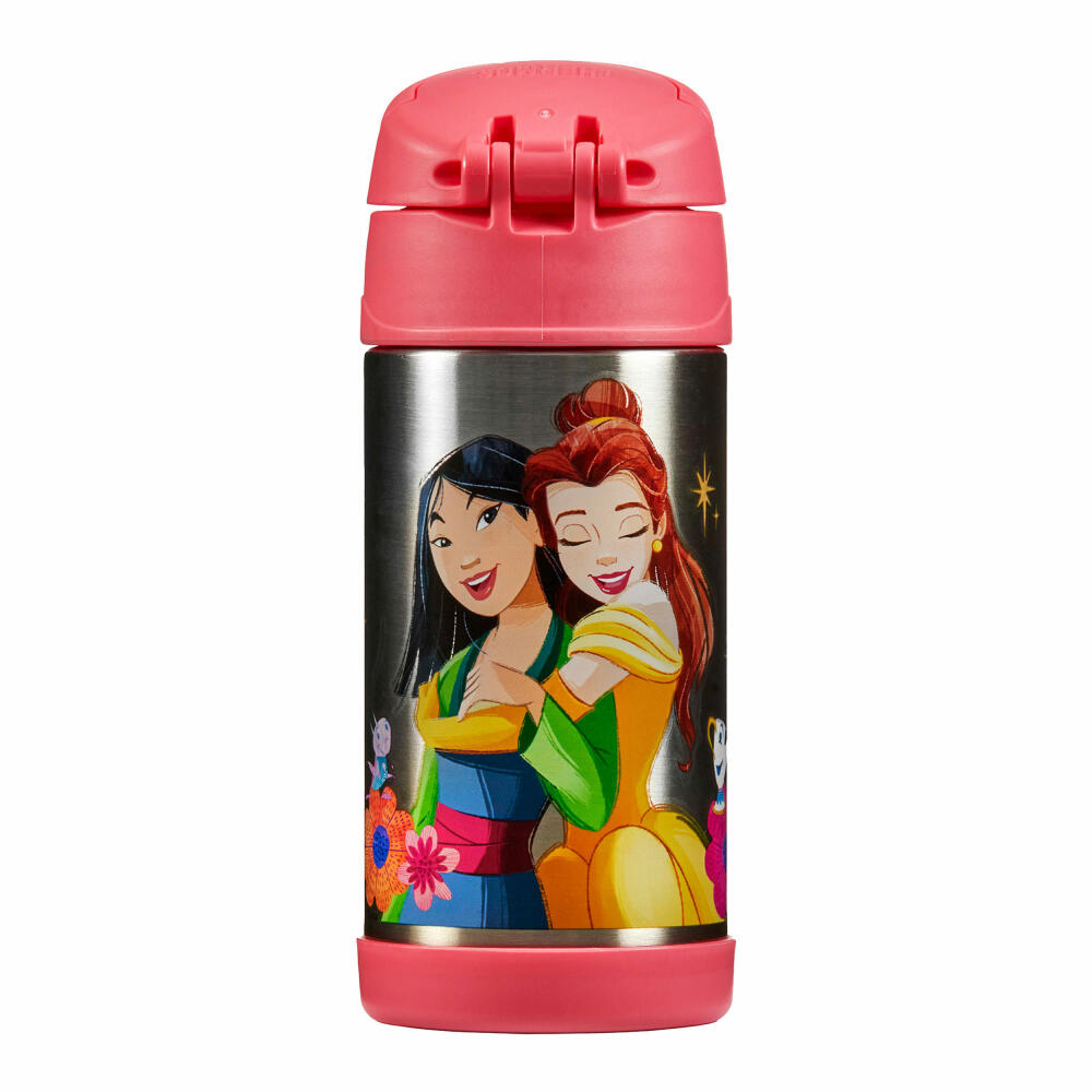 THERMOS kids insulated drinking bottle FUNTAINER STRAW BOTTLE DISNEY Princesses, thermos bottle, bottle, stainless steel, 350 ml, 4113413035