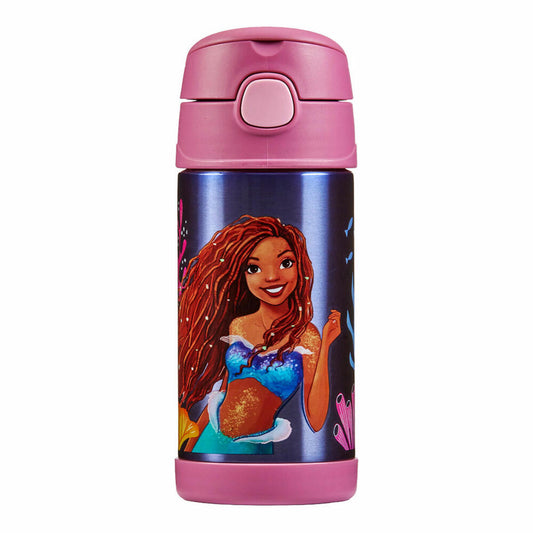 THERMOS kids insulated drinking bottle FUNTAINER STRAW BOTTLE DISNEY Mermaid, thermos bottle, bottle, stainless steel, 350 ml, 4113415035