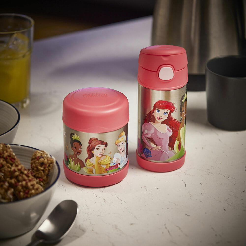 THERMOS kids insulated drinking bottle FUNTAINER STRAW BOTTLE DISNEY Princesses, thermos bottle, bottle, stainless steel, 350 ml, 4113413035