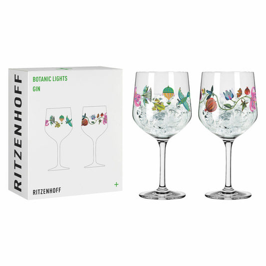 Ritzenhoff Botanic Lights Gin Kelch 009 010 F24, 2er Set, Olaf Hajek, Ginglas, Kristallglas, 720 ml, 3881002