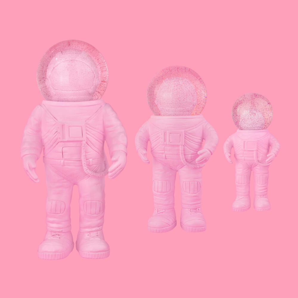 Donkey Products Summerglobe The Astronauts Small, Glitzerkugel, Schneekugel, Glas / Polyresin, Pink, 13 cm, 360021