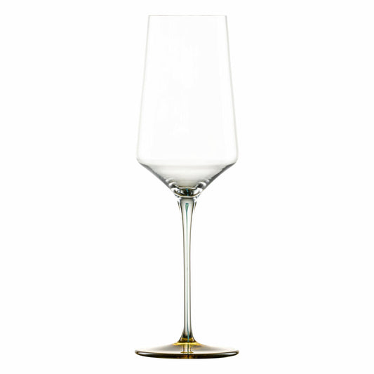 Zwiesel Glas Handmade Sparkling Wine Glass Ink with Effervescence Point, Crystal Glass, Ochre Green, 400 ml, 123420