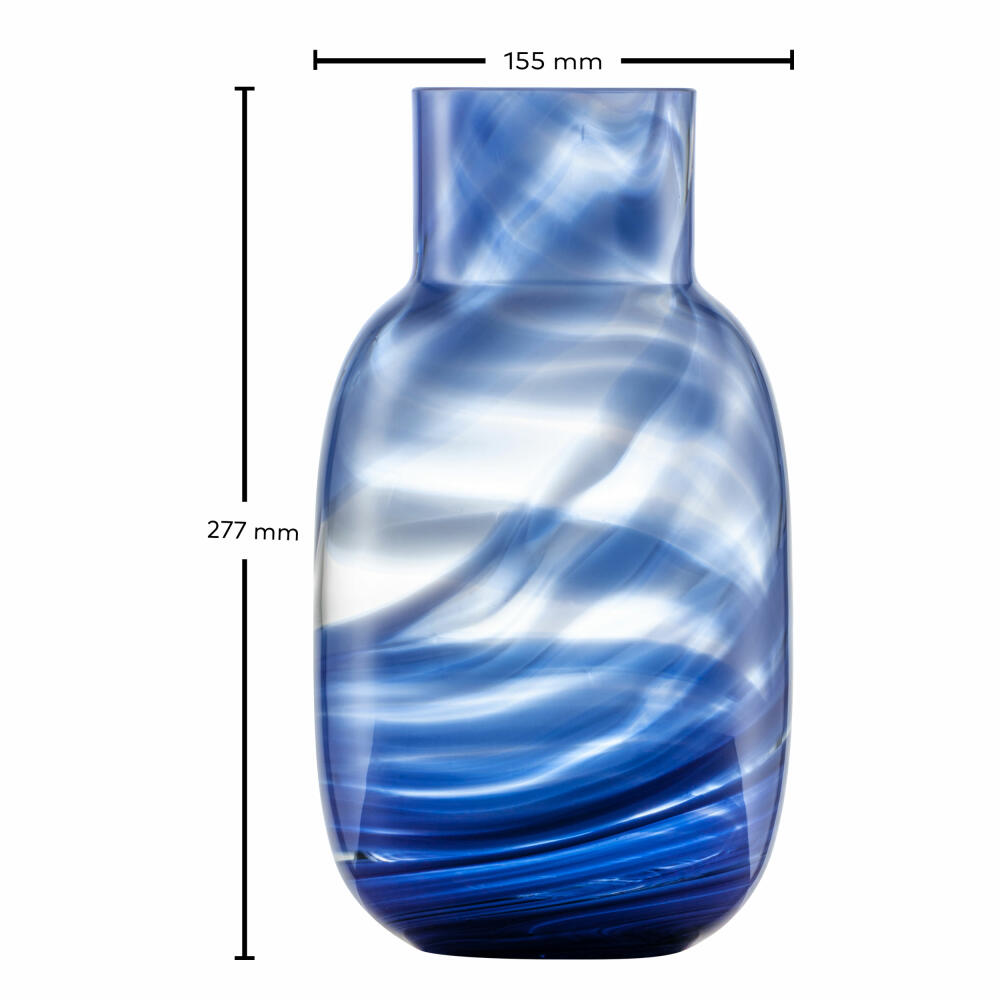 Zwiesel Glas Handmade Vase Blue Waters L, Kristallglas, Blau, 123430