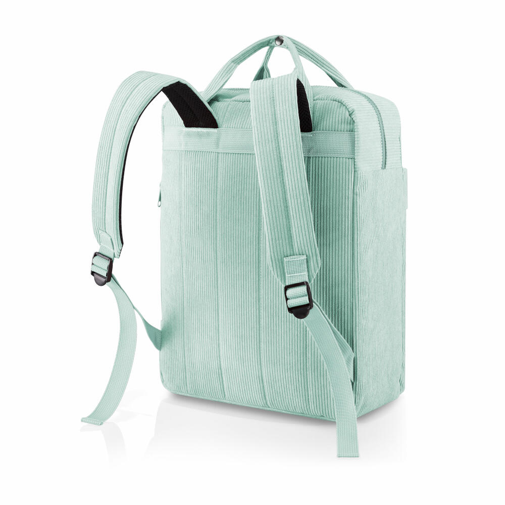 reisenthel allday backpack M, travel bag, backpack, recycled PET, corduroy mint, 15 L, EJ5050