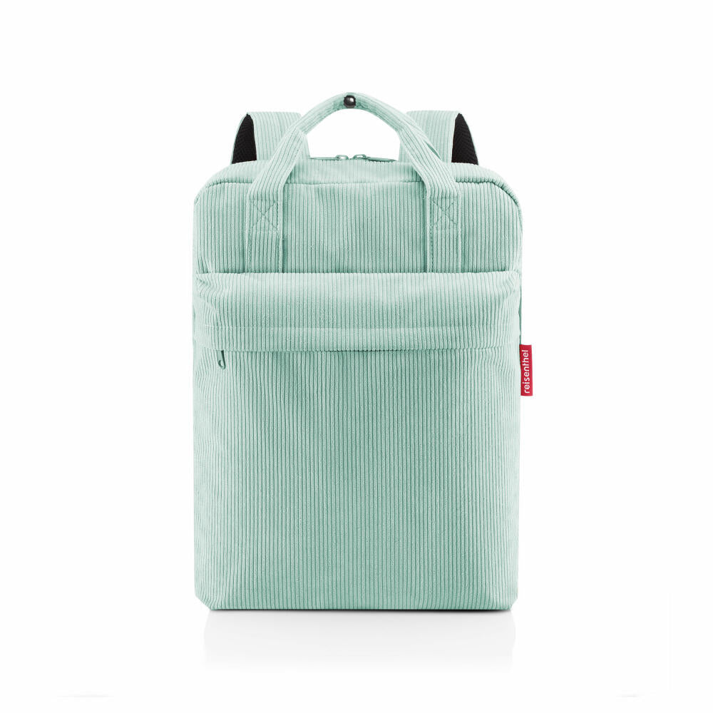 reisenthel allday backpack M, travel bag, backpack, recycled PET, corduroy mint, 15 L, EJ5050