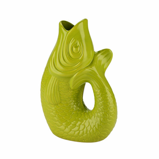 Gift Company Vase Monsieur Carafon L, decorative vase in fish shape, stoneware, lime, 31cm, 1087405095