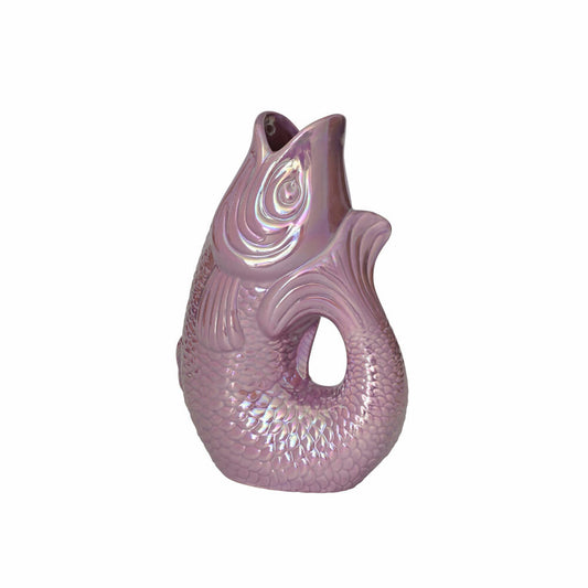 Gift Company Vase Monsieur Carafon S, decorative vase in fish shape, stoneware, rainbow violet, 25.2 cm, 1087403091