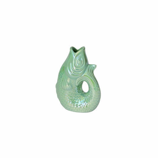 Gift Company Vase Monsieur Carafon XS, decorative vase in fish shape, stoneware, Rainbow Mint, 13 cm, 1087402092